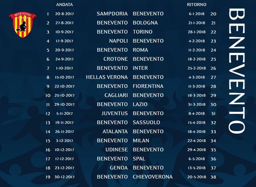 Calendario Serie A TIM - Benevento Calcio